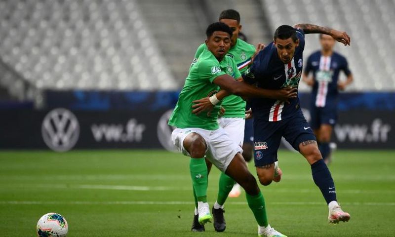 Saint Etienne's French defender Wesley Fofana (L) has joined Leicester