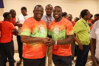 Cabinet Secretary for Sports, Salim Mvurya with Ferdinand Omanyala