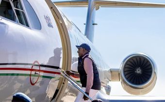 File image of President William Ruto barding a plane