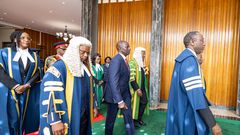 President William Ruto makes his ways to the National Assembly chambers