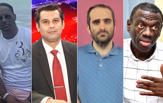A collage of Ethiopian trader Samson Teklemichael, Pakistan journalit Arshad Sharif, Turkish national Selahaddin Gulen and Ugandan opposition leader Kizza Besigye