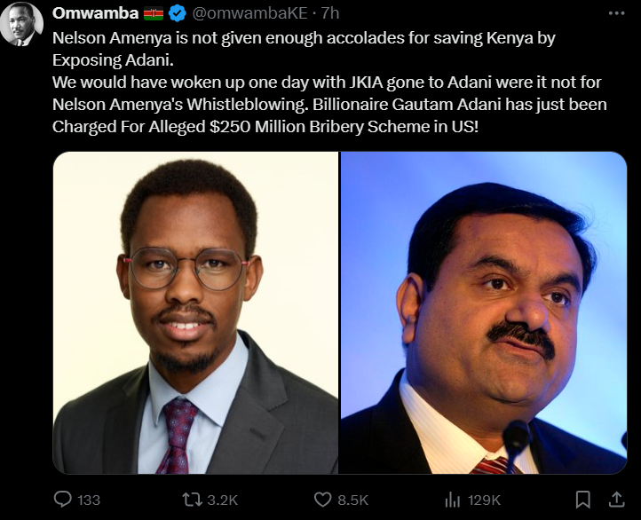 Netizens honour whistleblower Amenya as Adani faces legal heat