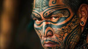 A Maori with tattoos on the face