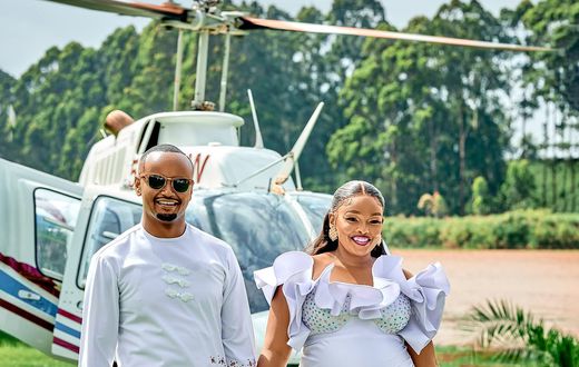 Kabi WaJesus with Milly WaJesus at the couple’s gender reveal event for their unborn child