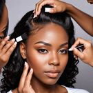 An Ai-generated image of a lady prepping her hair before installing a wig