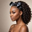 An Ai-generated image of a lady prepping her hair before installing a wig