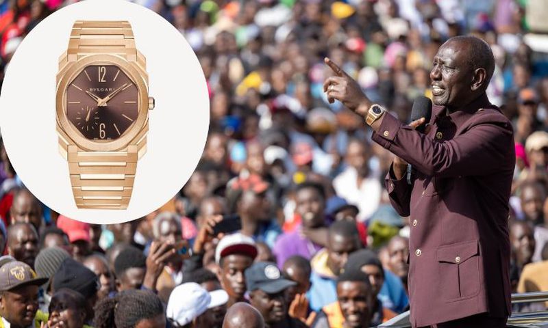 President Ruto wearing a Sh8,746,200 Octo Finissimo Watch by world-renowned luxury fashion brand Bvlgari.