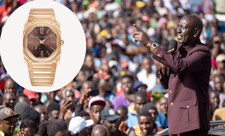 President Ruto wearing a Sh8,746,200 Octo Finissimo Watch by world-renowned luxury fashion brand Bvlgari.