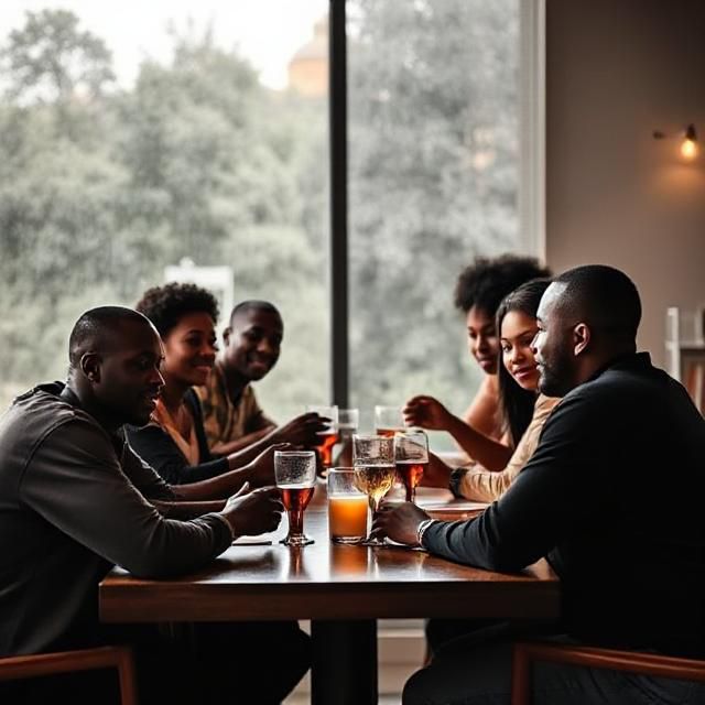 An image depicting people socialising over drinks