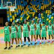 Team Lionesses sing the Kenya national anthem during the FIBA Women's AfroBasket 2021 Zone 5 qualifiers match between hosts Rwanda and Kenya at Kigali Arena in Kigali, Rwanda on July 16, 2021.