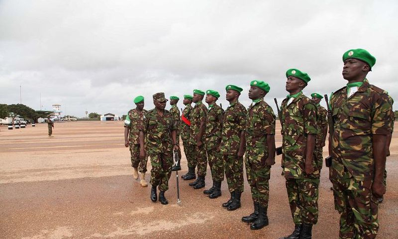 (FILE PHOTO) KDF Army-Commander Lt. General Leonard Ngondi inspects the guard of honour from AMISOM KDF parade during his arrival in Kismayo, Somalia.