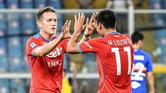 Piotr Zielinski (L) struck the only goal as Napoli beat Salernitana