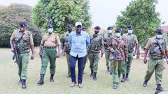 Deputy President William Ruto together with Administration Police officers manning his Karen residence