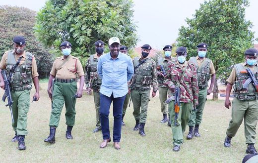 Deputy President William Ruto together with Administration Police officers manning his Karen residence