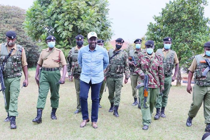 Deputy President William Ruto together with Administration Police officers manning his Karen residence