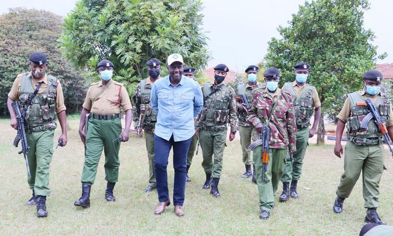 Deputy President William Ruto together with Administration Police officers manning his Karen residence