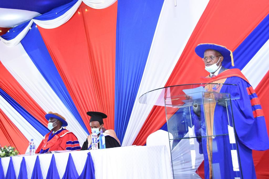 Multimedia University Vice Chancellor Festus Kaberia during the 2020 graduation ceremony