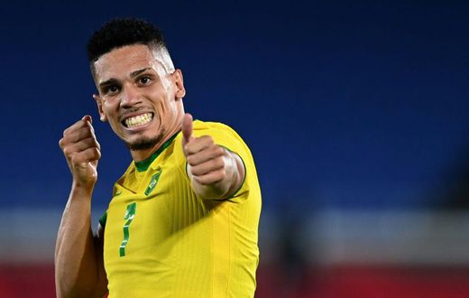 Making a stand: Paulinho makes his gesture at the Olympics