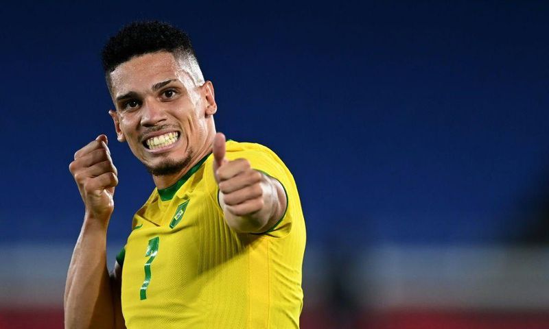 Making a stand: Paulinho makes his gesture at the Olympics