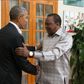 Former US President Barack Obama with president Uhuru Kenyatta at State House. Barack Obama arrives in Kenya