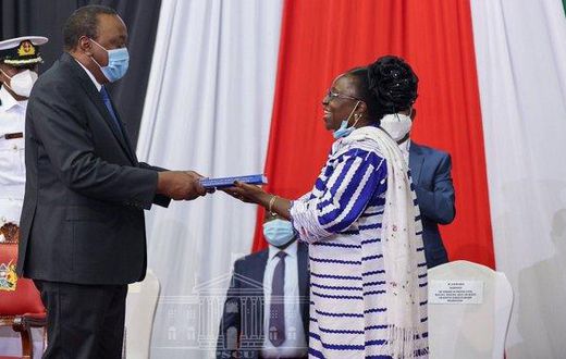 President Uhuru Kenyatta with Professor Fatuma Chege
