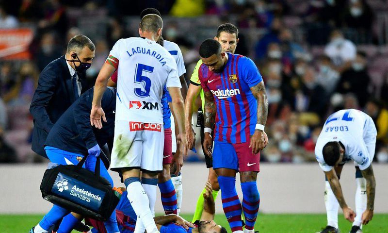 Barcelona's Sergio Aguero was taken to hospital after suffering from breathing problems during the game against Alaves on Saturday.