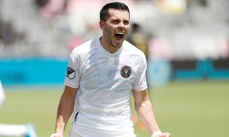 Lewis Morgan Inter Miami CF celebrates after scoring the equalizer in Miami's 1-1 MLS draw with Atlanta United