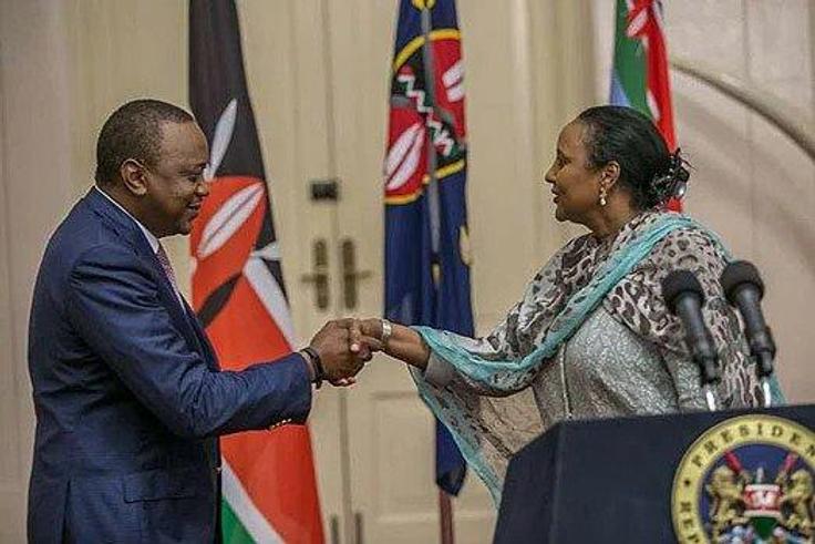 President Uhuru Kenyatta with Sports CS Amina Mohammed