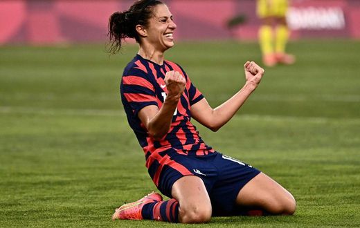 USA's forward Carli Lloyd celebrates scoring a goal during the Olympic Games women's soccer tournament in Japan earlier this month
