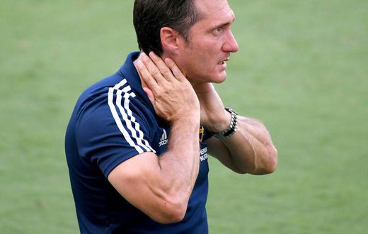 Guillermo Barros Schelotto, pictured in August 2020 when Los Angeles Galaxy coach, has been hired by the Paraguay national team alongside his twin brother Gustavo