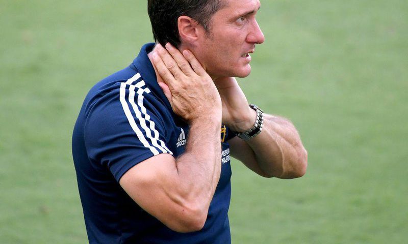 Guillermo Barros Schelotto, pictured in August 2020 when Los Angeles Galaxy coach, has been hired by the Paraguay national team alongside his twin brother Gustavo