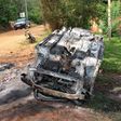 The vehicle that was burnt during the Wednesday evening incident.