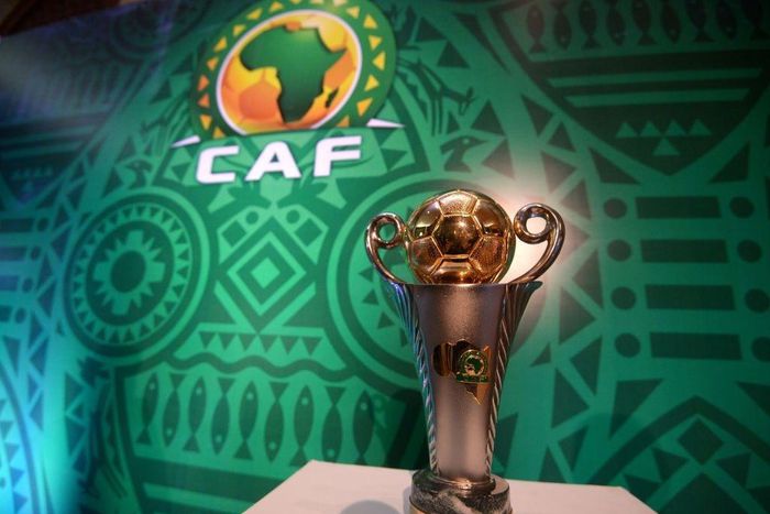 TOPSHOT - This picture shows the trophy prior to the draw of the Confederation of African Football's (CAF) Confederation cup at the Ritz Carlton Hotel in Cairo on December 28, 2018. (Photo by MOHAMED EL-SHAHED / AFP) (Photo credit should read MOHAMED E...