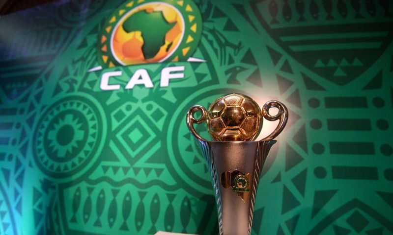TOPSHOT - This picture shows the trophy prior to the draw of the Confederation of African Football's (CAF) Confederation cup at the Ritz Carlton Hotel in Cairo on December 28, 2018. (Photo by MOHAMED EL-SHAHED / AFP) (Photo credit should read MOHAMED E...