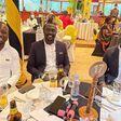Kenya sevens players; Billy Odhiambo (left), Collins Injera (centre) and Jacob Ojee (right) at the gala hosted by NOC-K.