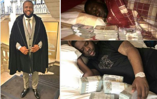 Ray Hushpuppi, photo of when he used to sleep (pose) with a million Naira in 2010, and change in 2017
