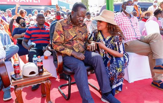ODM party leader Raila Odinga with former Taita Taveta Woman Representative Joyce Lay