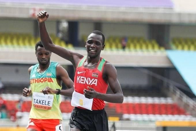 Amos Serem dazzled with a brilliant finishing kick, blazing the home stretch to clinch the steeplechase title with a time of 8mins, 30.72secs.