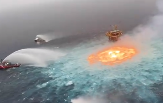 Ocean on Fire as underwater gas pipeline ruptures
