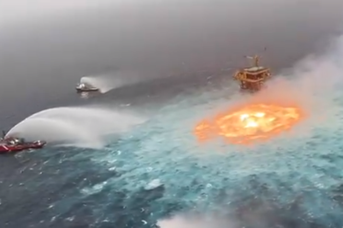 Ocean on Fire as underwater gas pipeline ruptures