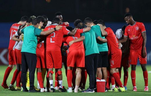 Duhail players celebrate their win over Esteghlal in Jeddah