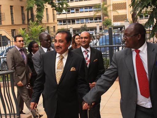 File image of businessman Mohan Galot leaving the Milimani Courts with his lawyers