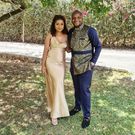 Aspiring Lang'ata MP Jalang'o with his wife during Silas Jakakimba and his bride Florence's wedding held at the Safari Park Hotel in Nairobi on October 16, 2021