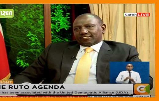 Screengrab- File Image of Deputy President Willian Ruto on Citizen tv