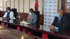 Health CS Mutahi Kagwe during a meeting at Afya Haouse