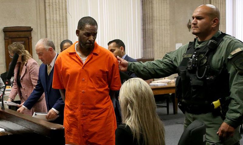 R Kelly pictured attending a separate court hearing in Chicago earlier in September