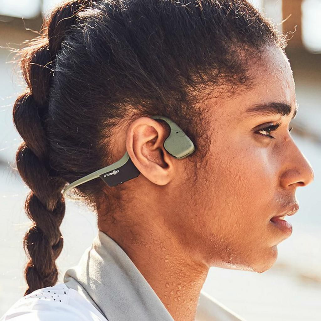Aftershockz bone conduction technology delivers music through your cheekbones, ensuring ears remain completely open to hear ambient sounds
