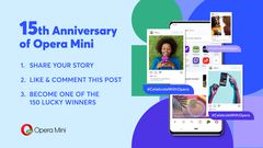 Instructions on how to log into the campaign and take part in the 15th Anniversary Opera Mini