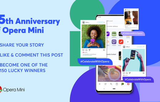 Instructions on how to log into the campaign and take part in the 15th Anniversary Opera Mini