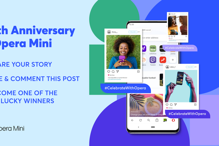 Instructions on how to log into the campaign and take part in the 15th Anniversary Opera Mini